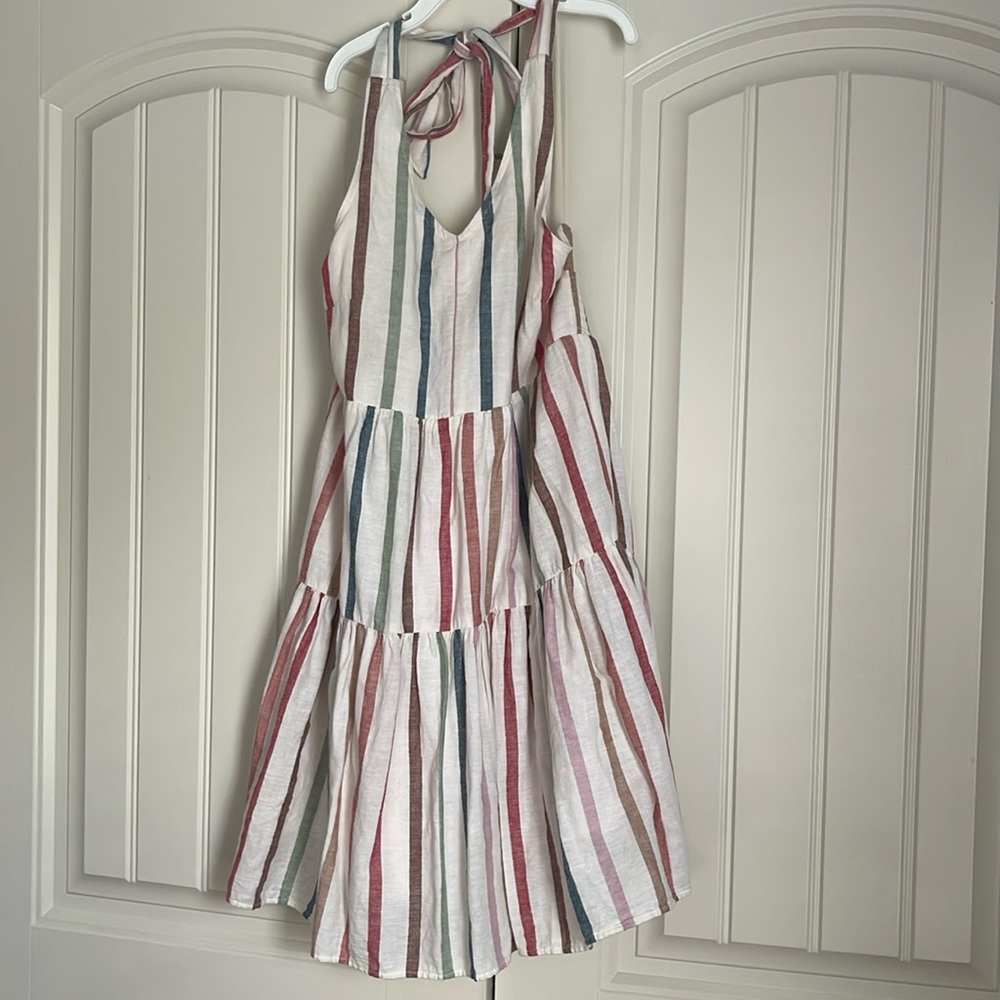 American Eagle Linen Striped Halter Dress